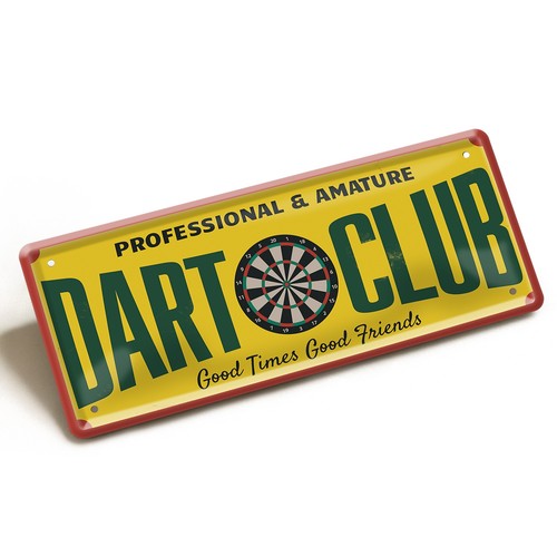 Blechschild dart club 28x12cm - blechschild,