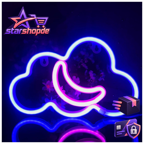 Led neon zeichen - wolke, mond