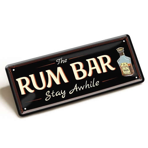 Blechschild rum bar 28x12 stay - bar,