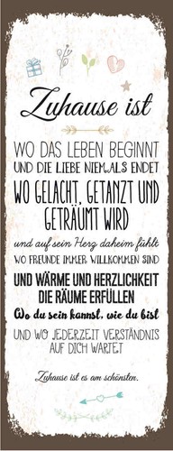 Blechschild 27x10 zuhause ist - blechschild,