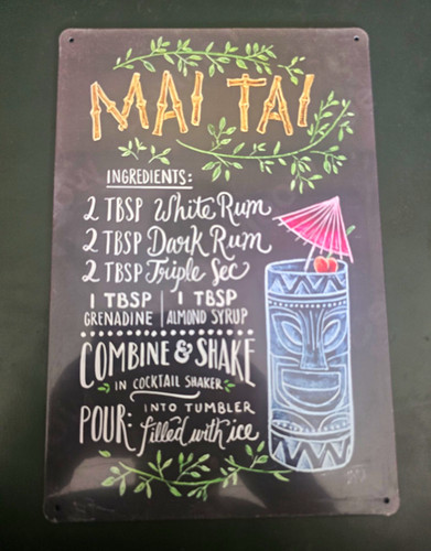 Metallschild mai tai - mai, cocktail