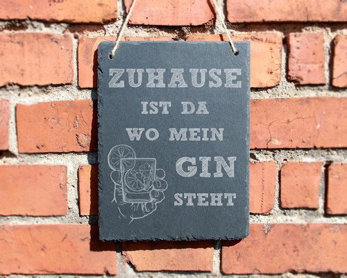 Schiefertafel zuhause ist da - "zuhause,