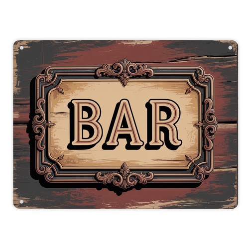 Vintage bar metallschild - xl, in