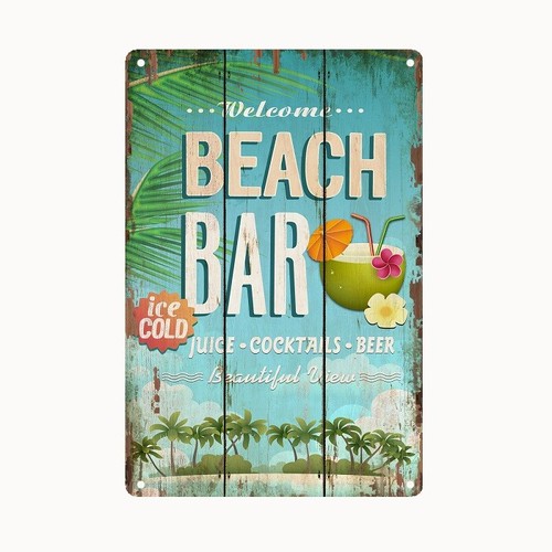 Bild retro blechschild beach - retro,