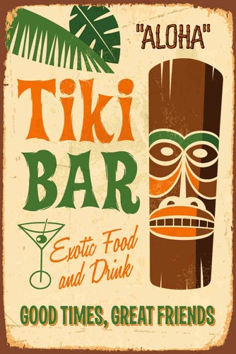 Holzschild 18x12 tiki bar - 18x12,