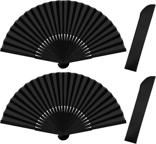 Handfächer faltbar schwarz - schwarz, 2