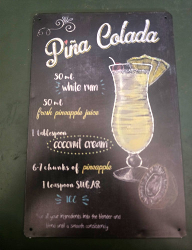Metallschild piña colada - piña,