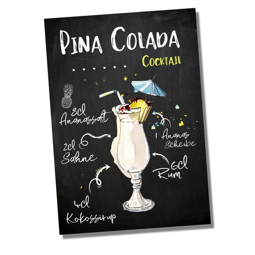 Schild pina colada cocktail - schild,
