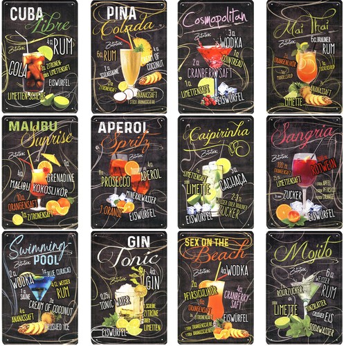 Cocktail blechschild 20x30cm - ,