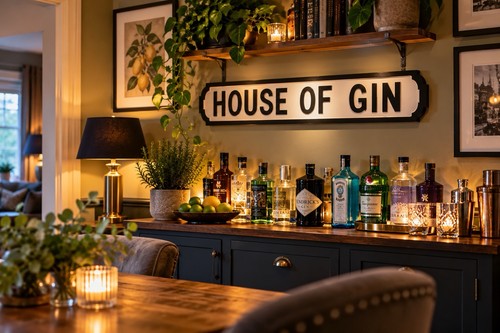 House gin holzschild - house,