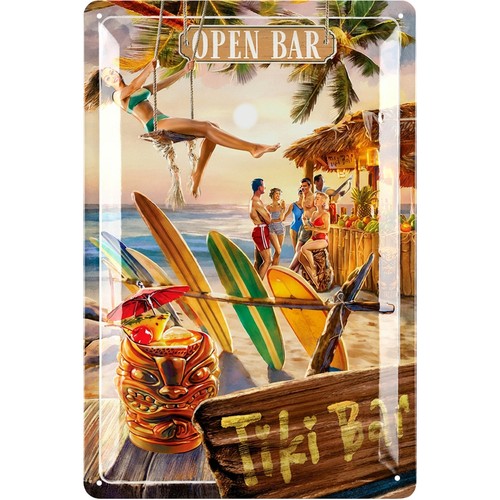 Retro blechschild tiki bar - tiki,