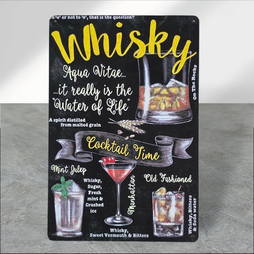 Metallschild whisky aqua vitae - whisky,