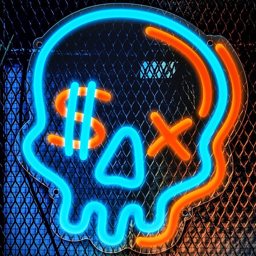 Neon schild schädel - schild,